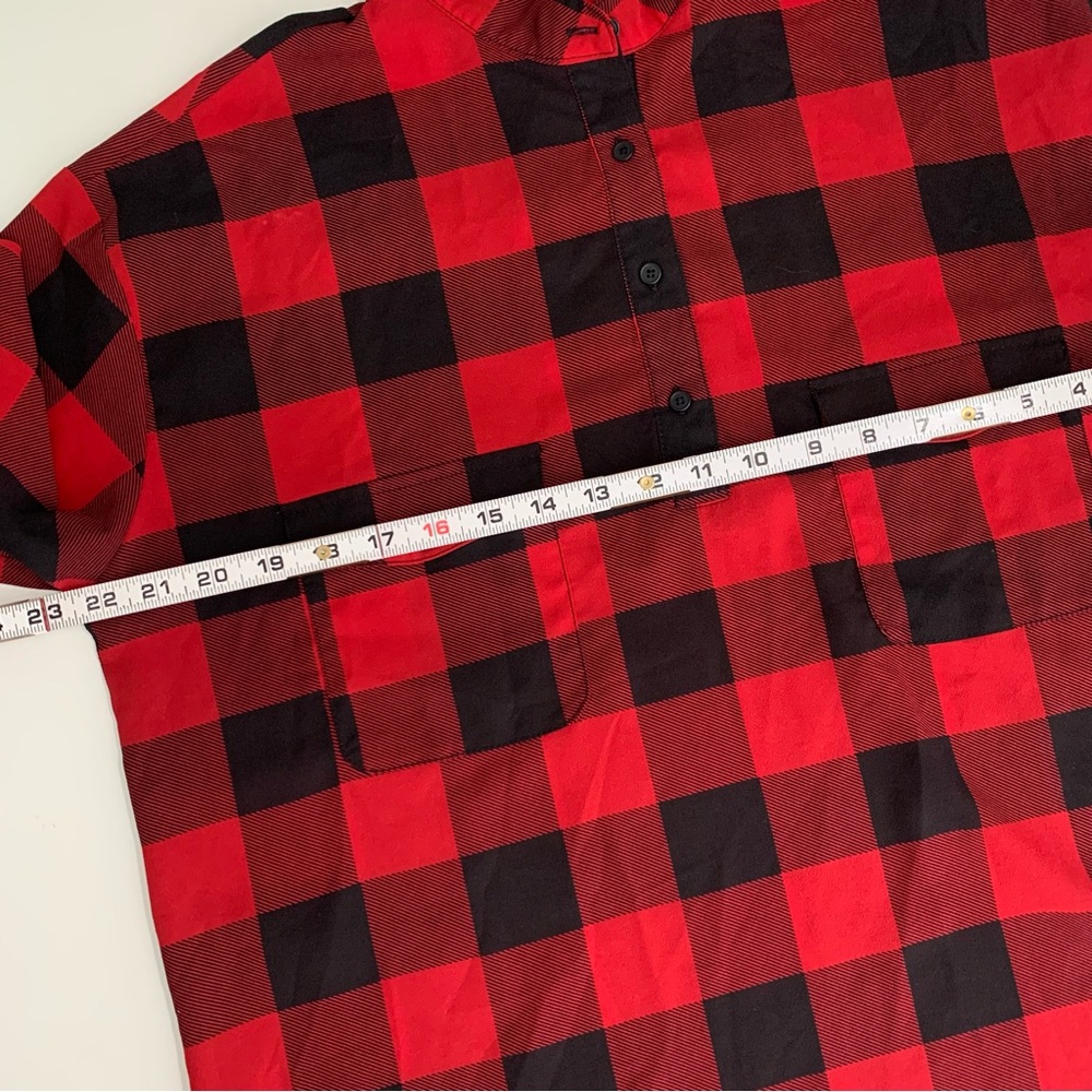 BB Dakota Red & Black Buffalo Plaid Coleman Blouse Long Sleeve Size Large - Picture 4 of 10